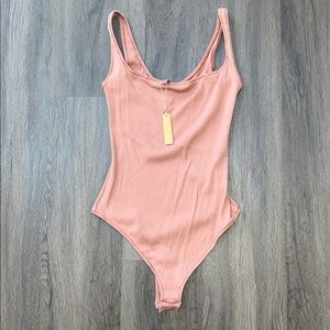 NWT Skims Cotton Rib Bodysuit in Rose Clay